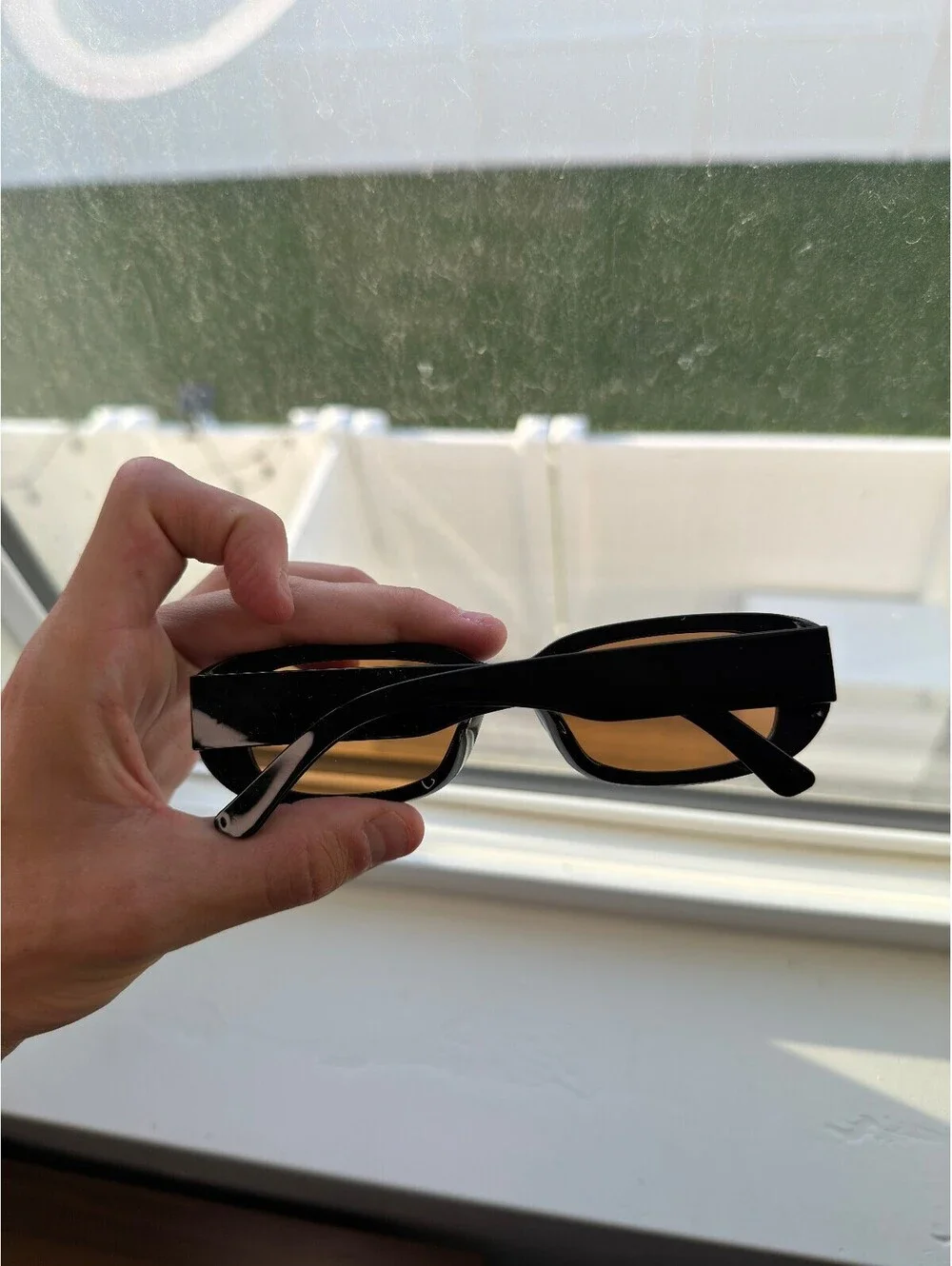 Black Frame Tea Lenses Sunglasses A-95